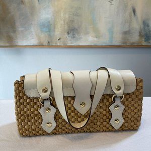 Michael Kors White Wicker + Gold Bag